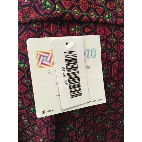 LuLaRoe AZURE A Line Skirt XS Red Black Pink Green Geometric Triangle Aztec NEW - Picture 4 of 4